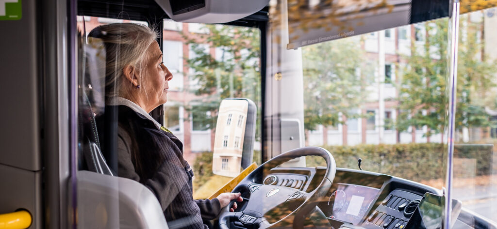 Bus driver in a bus